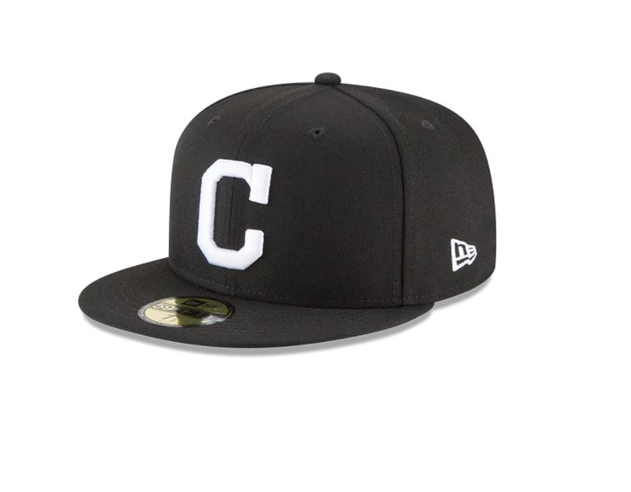 New Era Cleveland Indians Basic 59FIFTY Fitted Hat Cap Black White C –
