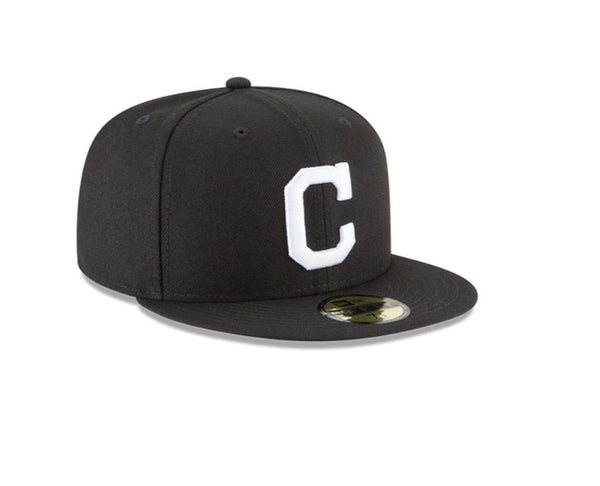 New Era Cleveland Indians Basic 59FIFTY Fitted Hat Cap Black White "C"