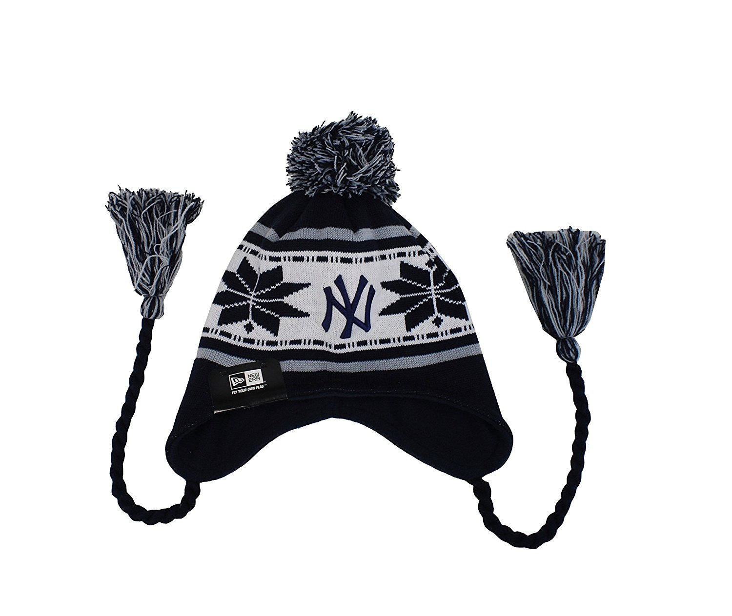 New Era MLB Knit New York Yankees Navy Blue White Pom Tassel Beanie