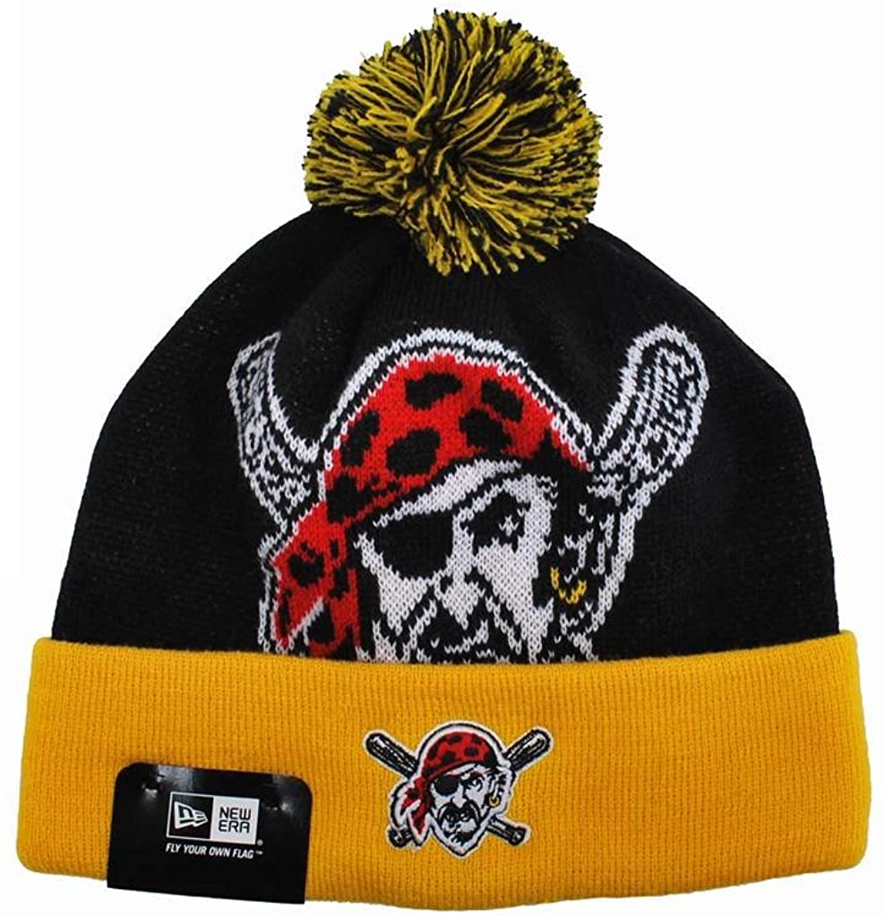 New Era MLB Pittsburgh Pirates Beanie Black Gold Woven Biggie Knit Hat