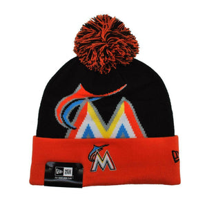 New Era MLB Miami Marlins Beanie Black Orange Biggie Woven Knit Hat