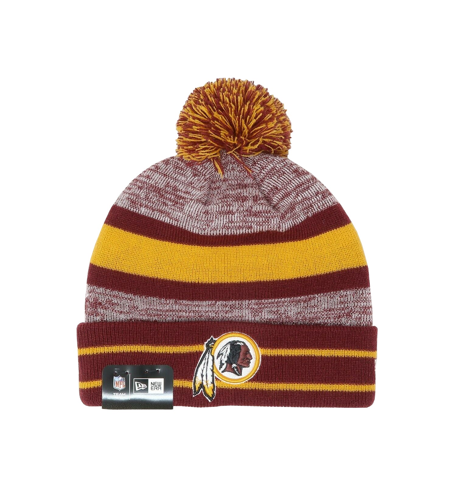 New Era NFL Washington Beanie Burgundy Gold Pom Knit Hat
