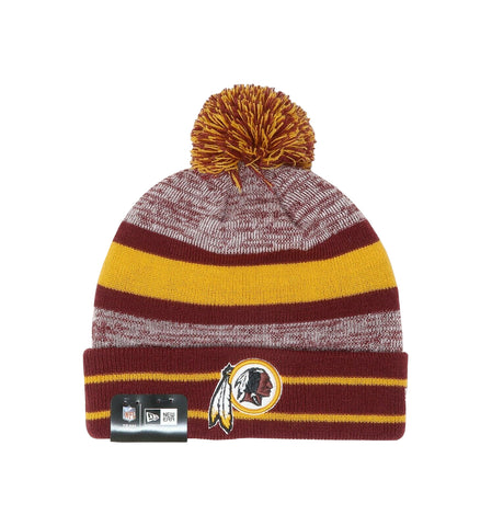 New Era NFL Washington Beanie Burgundy Gold Pom Knit Hat