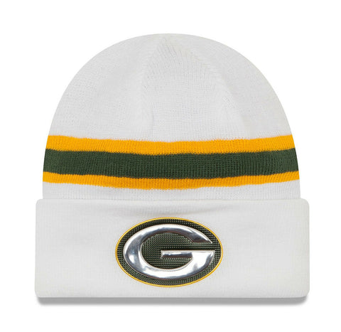 New Era NFL Greenbay Packers Cuffed Beanie On Field 2016 White Knit Hat