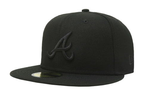New Era 59Fifty MLB Atlanta Braves Black on Black Fitted Cap