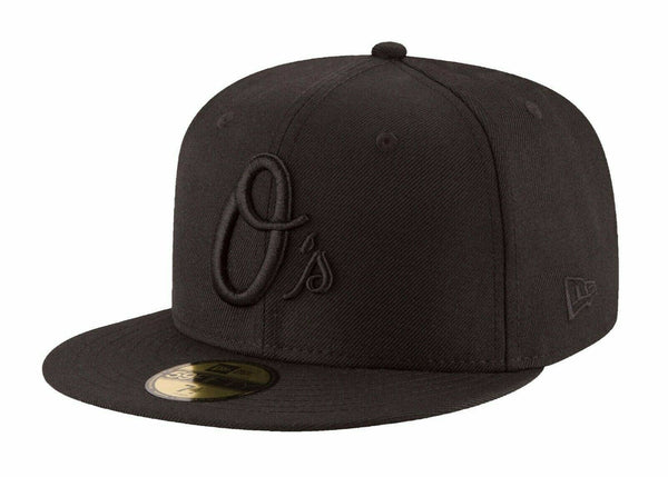 New Era 59Fifty MLB Baltimore Orioles "O" Black on Black Fitted Cap