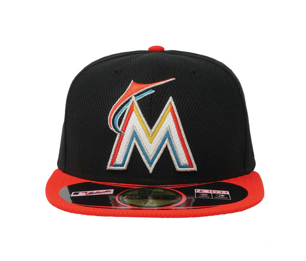 New Era 59Fifty Hat MLB Florida Marlins Men's Black Orange Diamond Era Cap