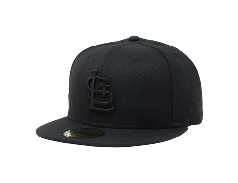 New Era 59Fifty MLB St. Louis Cardinal Black On Black Fitted Cap