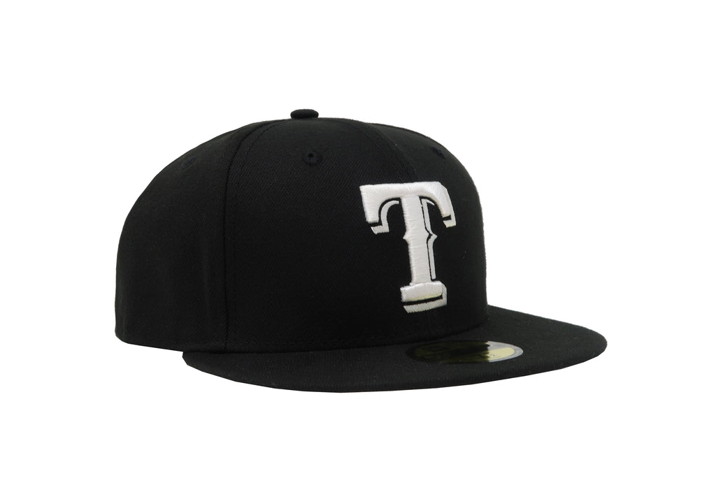New Era 59Fifty Men Women Cap Texas Rangers Black White Fitted Big Size  Wool Hat