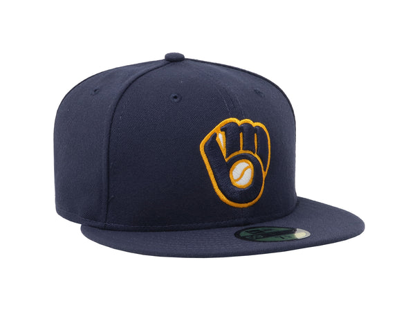 New Era 59Fifty Hat Milwaukee Brewers "Glove" Navy Blue Alt2