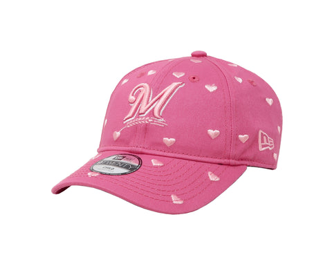 New Era 9Twenty MLB Milwaukee Brewers Lovely Pink Toddler Child Youth Adjustable Cap