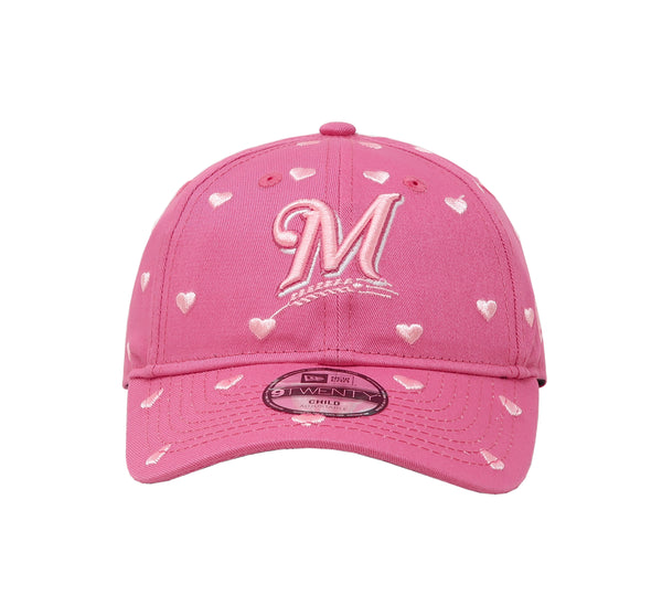 New Era 9Twenty MLB Milwaukee Brewers Lovely Pink Toddler Child Youth Adjustable Cap
