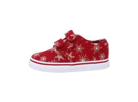 Vans Infant/Toddlers Shoes Atwood V Strap Snowflakes Red Sneakers